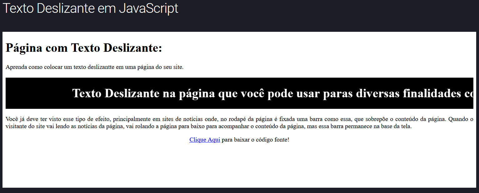 Texto Deslizante em JavaScript